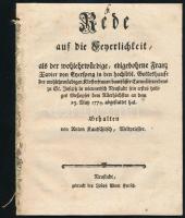1774 Rede auf die Fenerlichkeit [...]