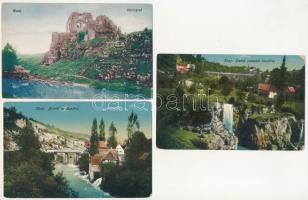 Szluin, Sluin, Slunj - 3 db RÉGI város képeslap / 3 pre-1945 town postcards