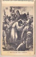 A keresztút - 14 lapos képeslapfüzet Márton L. grafikáival Jézus útjáról a Golgotára / Stations of t...