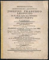 1799 Bucsányszky György: Genethliacon. Serenessimo archiduci Josepho Francisco Leopoldo [...]