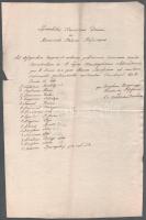 1843 Kolozsvári Lyceum jelenléti ív, számos neves professzor aláírásával