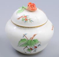 Herendi csipkebogyó mintás bonbonniere. Kézzel festett, jelzett, hibátlan d: 12 cm, m: 10 cm