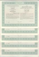 Budapest 1996. "TERIMPEX Kereskedelmi Részvénytársaság" részvénye 10.000Ft-ról (5x) sorszámkövetők "108773 - 108777", összes osztalékszelvényével, kitöltve a hátlapon T:AU,XF