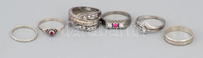 6 db ezüst (Ag) gyűrű, jelzettek, össz br 15,21 g