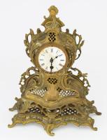 Asztali óra. Bronz test, ingajáratos szerkezet, XIX. sz. inga nélkül, repecd számlappal,38 cm