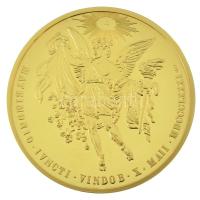 DN "Magyar Aranyóriások - Ferenc József emlékérem, Rudolf herceg házasságkötése 1881" aranyozott Cu utánveret kapszulában, tanúsítvánnyal (46mm) T:PP