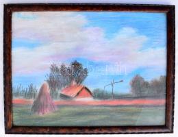 Rónai jelzéssel: Gémeskút. Pasztell, papír. Üvegezett fakeretben. 24x32 cm