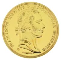 DN "Magyar Aranyóriások - Ferenc József 24 dukát, Bécs, 1858" aranyozott Cu utánveret tanúsítvánnyal (46mm) T:PP