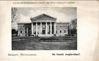 Budapest XIV. Műcsarnok. Ernst Rennert kiadása, hátoldalán Schicht féle mosó és háztartási szappan reklámja / art gallery, with Hungarian advertisement on the backside (EK)