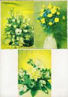 VIRÁGOK - 5 db MODERN színhibás motívum képeslap / FLOWERS - 5 modern motive postcards