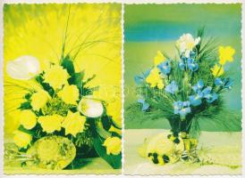 VIRÁGOK - 5 db MODERN színhibás motívum képeslap / FLOWERS - 5 modern motive postcards