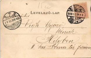 1900 Budapest XIV. Zugló, Schwendtner János vendéglője, étterem kertje pincérekkel és vendégekkel (E...