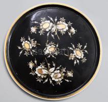 Fischer Vilmos Kolozsvár teás kézlet, kézzel festett, jelzett, kisebb hibákkal. Tál: 42 cm