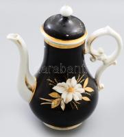 Teás kanna. (Fischer?) XIX. sz., kézzel festett, jelzett, kopásokkal m: 26 cm