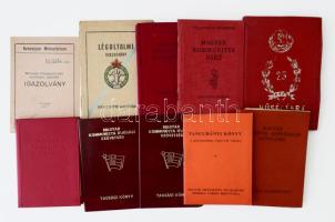 Vegyes szocialista okmány tétel, össz. 10 db, közte bányász díszegyenruha viselésére jogosító igazolvány, légoltalmi igazolvány, MKP, MSZMP, KISZ tagsági könyvek, stb.