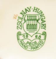 Zsolnay bonbonniere. Kézzel festett, jelzett, hibátlan 7x7 cm