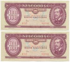 1984. 100Ft (2x) sorszámkövetők "B 717 023742 - B 717 023743" T:F, szép papír Adamo F35