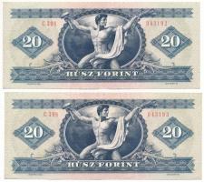 1980. 20Ft (2x) sorszámkövetők "C 398 043192 - C 398 043193" T:F, szép papír
Adamo F17