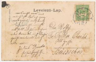 1908 Brassó, Kronstadt, Brasov; Ferenc József tér és környéke, üzletek, villamos, automobil / square...