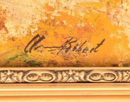 Andrásy Róbert (?-?): Bükkös patak. Olaj, vászon, faroston. Dekoratív fakeretben. 58x82 cm