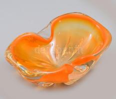 Cseh narancs üveg kínáló. Formába öntött, anyagában színezett, hibátlan 13 cm