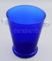 Kék fehér pezsgős vödör. anyagában színezett, formába öntött,hibátlan 21 cm