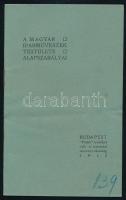 1912 Magyar Iparművészek Testülete alapszabályai. 20p.