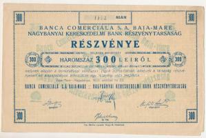 Románia / Nagybánya 1922. "Nagybányai Kereskedelmi Bank Részvénytársaság" részvénye 300L-ről, szelvényekkel T:AU Romania / Baia Mare 1922. "Baia Mare Commercial Bank Share Company" share about 300 Lei, with coupons C:AU