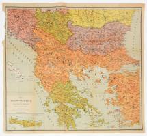 ca 1910 Balkán félsziget térképe. 65x cm hajtva kis beszakadásokkal