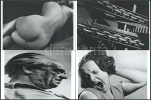 1927 és 1934 között, Ergy Landau (korábban Landau Erzsébet) (1896-1967) párizsi fényképész és fotóművész felvételei (Hátakt; Fáradtság; Torzított portré; Láncos felvonó), 4 db modern nagyítás, jelzés nélkül, 10x15 cm