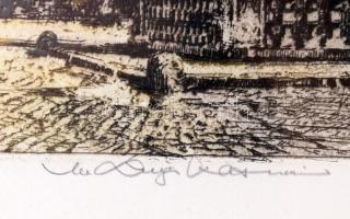 Luigi Kasimir (1881-1962): München, régi városháza. Színezett rézkarc, papír, jelzett, üvegezett fak...