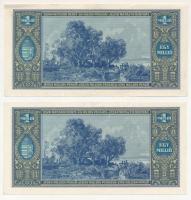 1945. 1.000.000P (2x) sorszámkövetők "N 424 029443 - N 424 029444" T:AU törés nélküli hajl...
