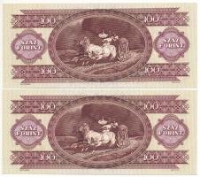 1992. 100Ft (2x) sorszámkövetők "B 544 047443 - B 544 047444" T:UNC,AU, hullámos papír
Ad...