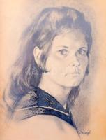 Országh jelzéssel (Országh Imre Ferenc?): Lány portré. Ceruza, papír, üvegezett fakeretben, 21x16,5 cm