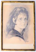 Országh jelzéssel (Országh Imre Ferenc?): Lány portré. Ceruza, papír, üvegezett fakeretben, 21x16,5 ...