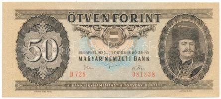 1975. 50Ft "D 728 081838" T:VF,F, szép papír Adamo F21