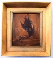 A. K. jelzéssel: Csendélet elejtett madárral (vadászcsendélet). Olaj, fatábla, dekoratív fakeretben,...
