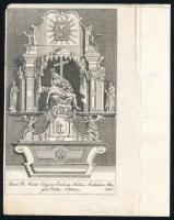 1836 A holicsi Fájdalmas Anya búcsújáró helyének oltára (Altare B. Mariae Virg. in Ecclesia Holics. Archidioec. Strigon. Cottu Nitrien). Rézmetszet, papír, 18,5x11 cm. [In: Jordánszky Elek: Magyar országban 's az ahoz tartozó részekben lévő Bóldogságos Szűz Mária kegyelem' képeinek rövid leírása. Pozsony, 1836.]