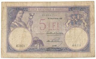 Románia 1928. 5L "E.3473 0823" T:F,VG, ragasztásnyom a hátlapon
Romania 1928. 5 Lei &quot...