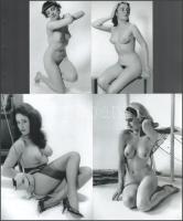 cca 1950 "Glamour modellek", szolidan erotikus felvételek, 4 db modern nagyítás, jelzés nélkül, 21x15 cm és 15x10 cm