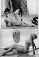 cca 1955 "Műtermi látványosság", szolidan erotikus felvételek, 2 db modern nagyítás, jelzés nélkül, 15x21 cm