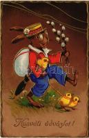 1940 Húsvéti üdvözlet! / Easter greeting art postcard. Emb. litho (lyuk / pinhole)