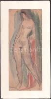 Berény jelzéssel: Álló női akt. Ceruza, akvarell, papír, kissé laza paszpartuban. 28x12 cm