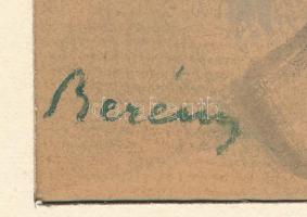 Berény jelzéssel: Álló női akt. Ceruza, akvarell, papír, kissé laza paszpartuban. 28x12 cm