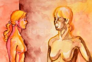 Márffy Ödön jelzéssel: Női aktok. Akvarell, papír. Lap alja vágott. Kissé foltos. 51,5×37 cm