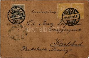 1900 Schlechte Zeiten / Rossz idők, kéregető koldus és kutya, keményített művészlap / Bad times, beg...