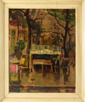 Olvashatatlan jelzéssel: Szabadban. Olaj, karton. 48x39 cm. Dekoratív, kissé sérült fakeretben