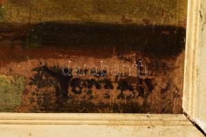 Olvashatatlan jelzéssel: Szabadban. Olaj, karton. 48x39 cm. Dekoratív, kissé sérült fakeretben