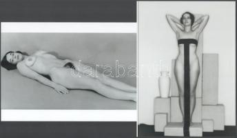 cca 1952 "Műtermi aktok", szolidan erotikus felvételek, 2 db modern nagyítás, jelzés nélkül, 21x15 cm és 15x21 cm