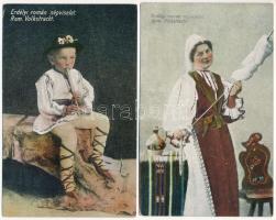 Erdélyi román népviselet / Romanian folklore from Transylvania - 2 db régi képeslap / 2 pre-1945 pos...